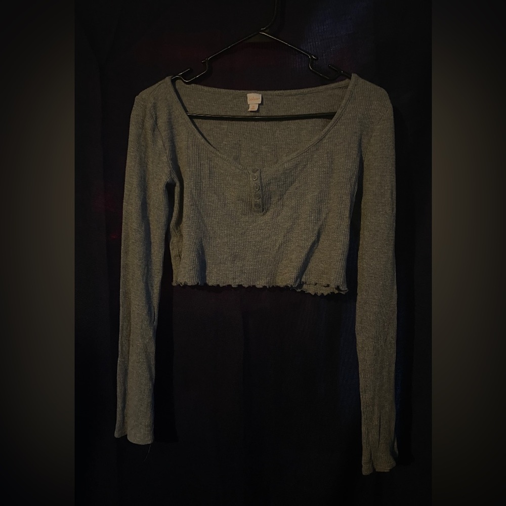 Colsie - Women's Xs Ribbed Cropped Thermal Long Sleeve